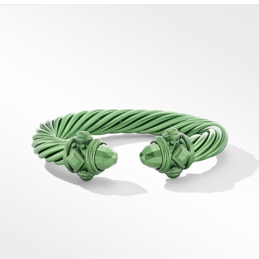 David Yurman green aluminum 10mm cable bracelet